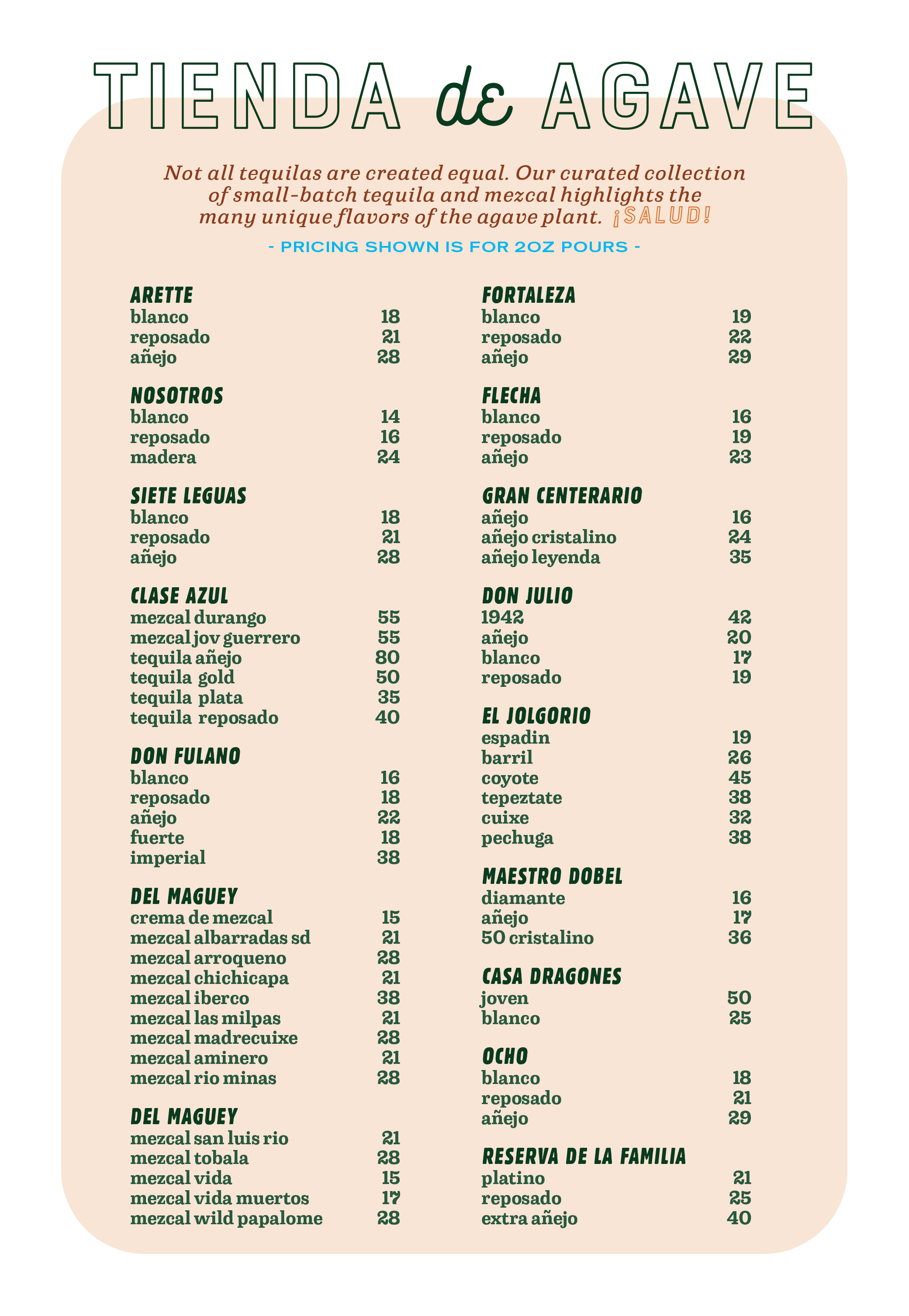 Dessert Menu