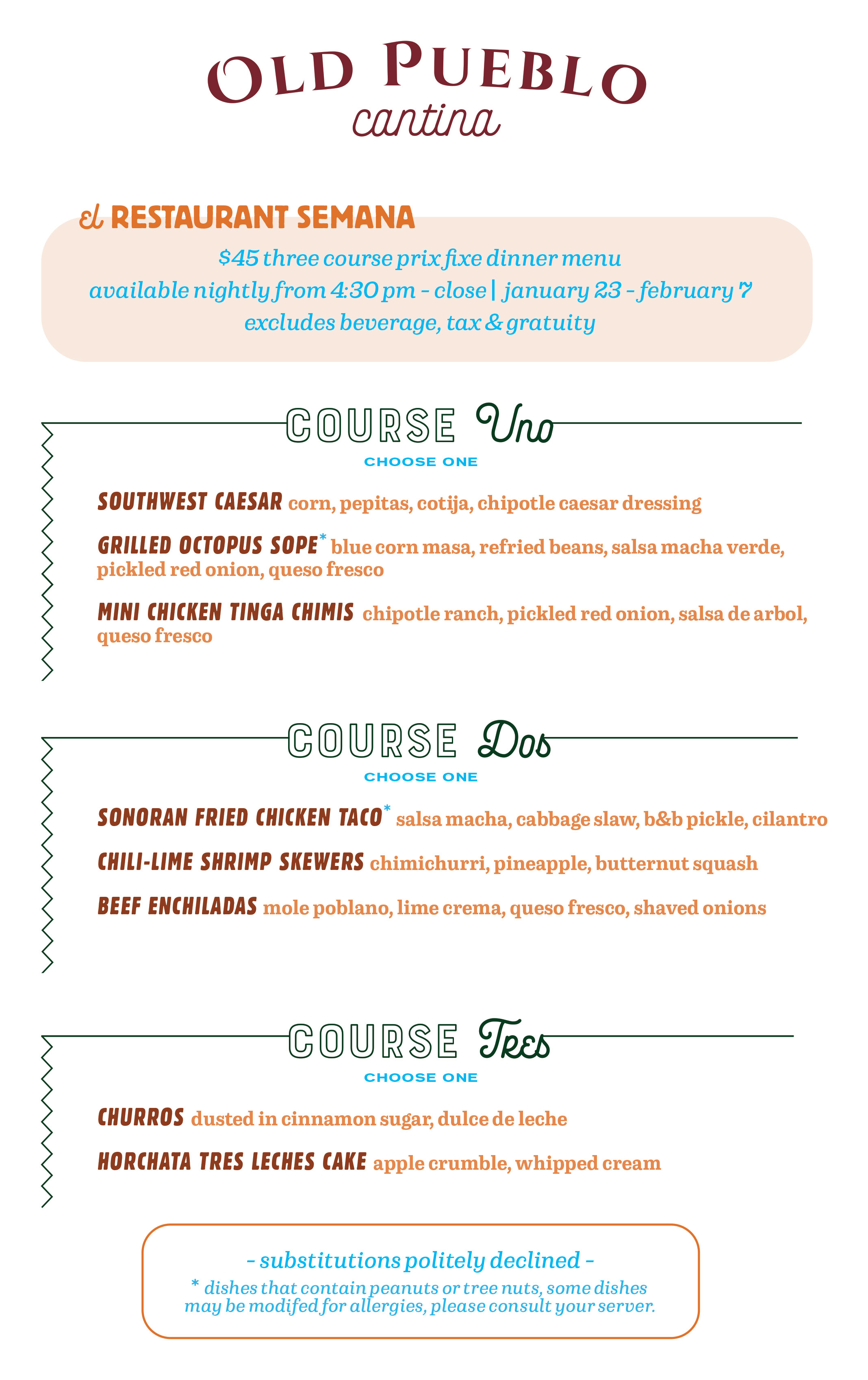 Restaurant Week Menu